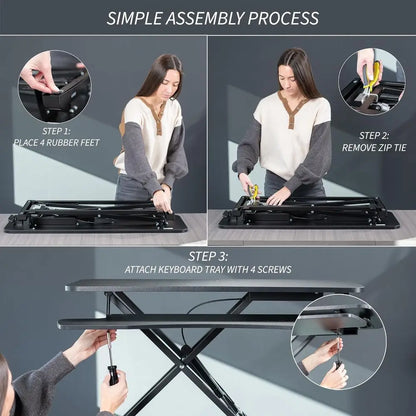 Height Adjustable Sit-Stand Desk Riser with Keyboard Tray