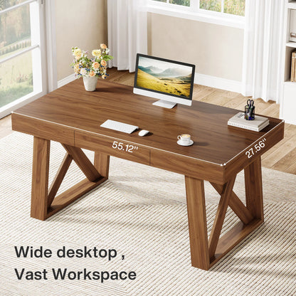 Mid-Century Walnut Farmhouse Desk