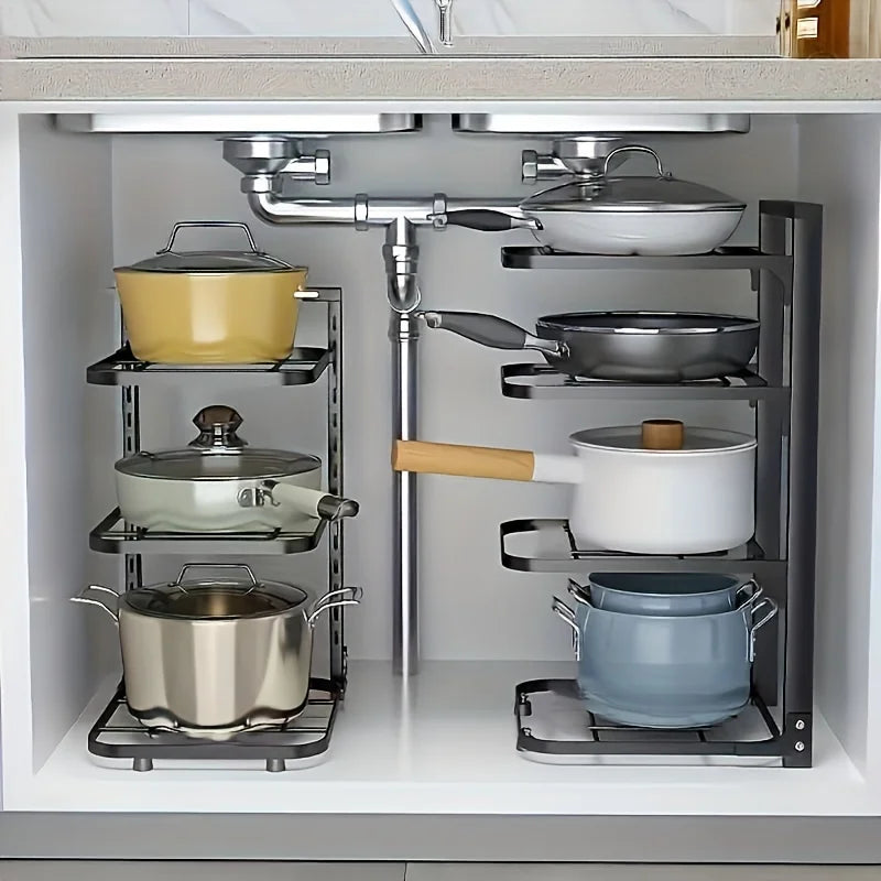 Adjustable Multi-Layer Steel Pot Rack