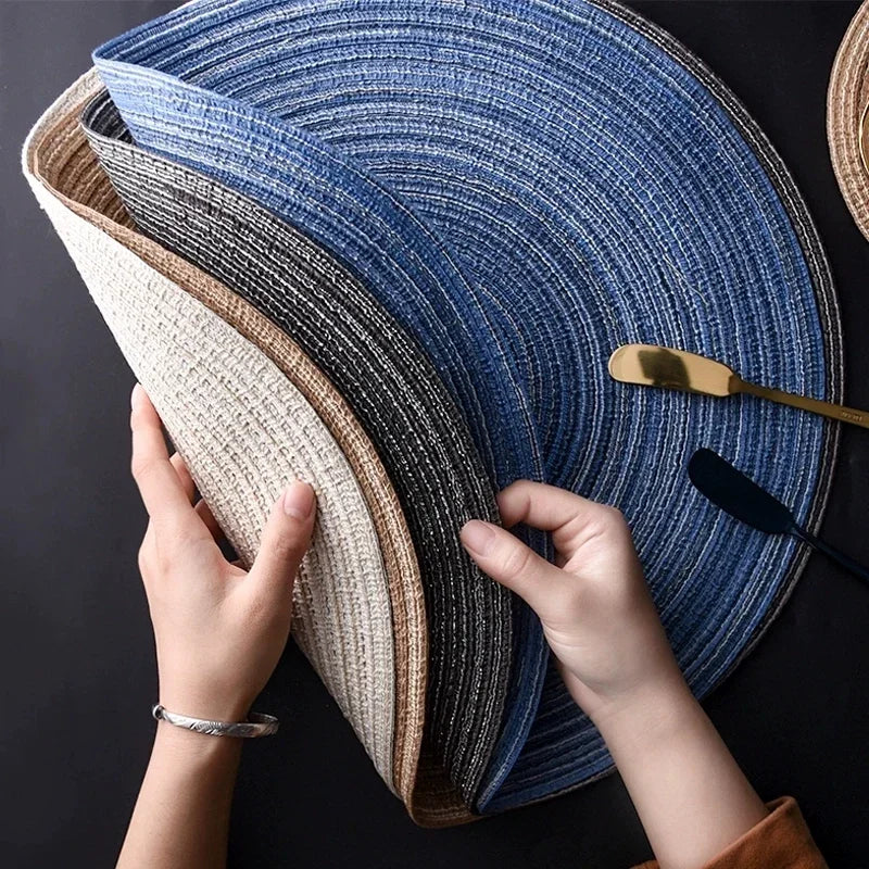Round Woven Ramie Placemats, Set of 6