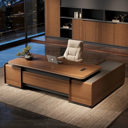Designer Italian Solid Wood Executive L-Shaped Desk