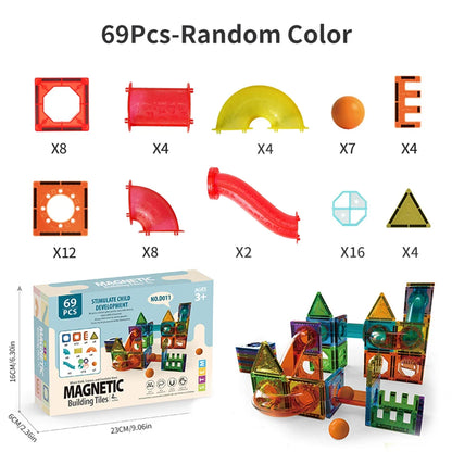 Clear Magnetic Tiles - STEM Marble Run Blocks