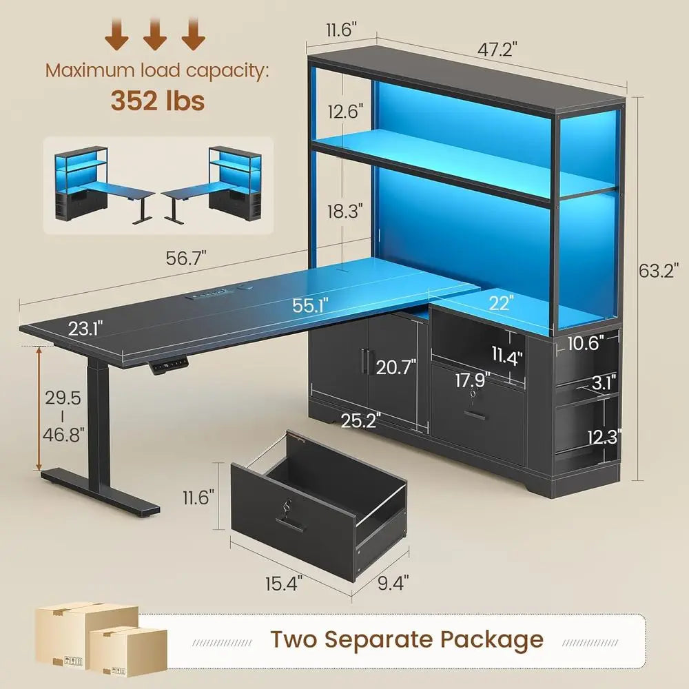 Reversible L-Shaped Standing Desk