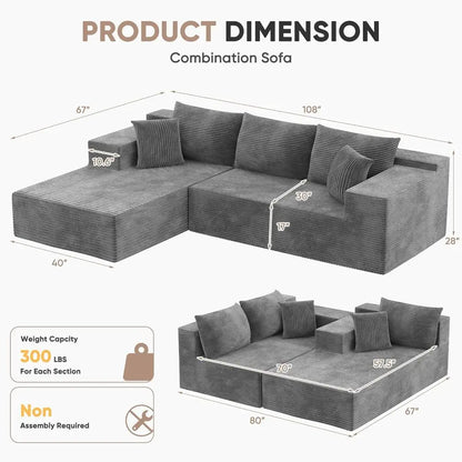 L-Shape Chaise Cloud Sofa