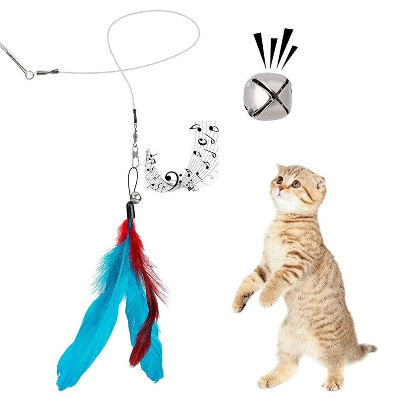 11pc Cat Feather Toy Set, Retractable Wand