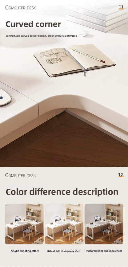 L-Shaped Computer Desk with Storage Shelf
