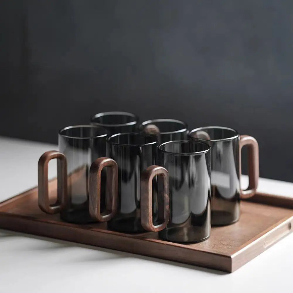 360ml Glass Tea Cup with Wood Handle