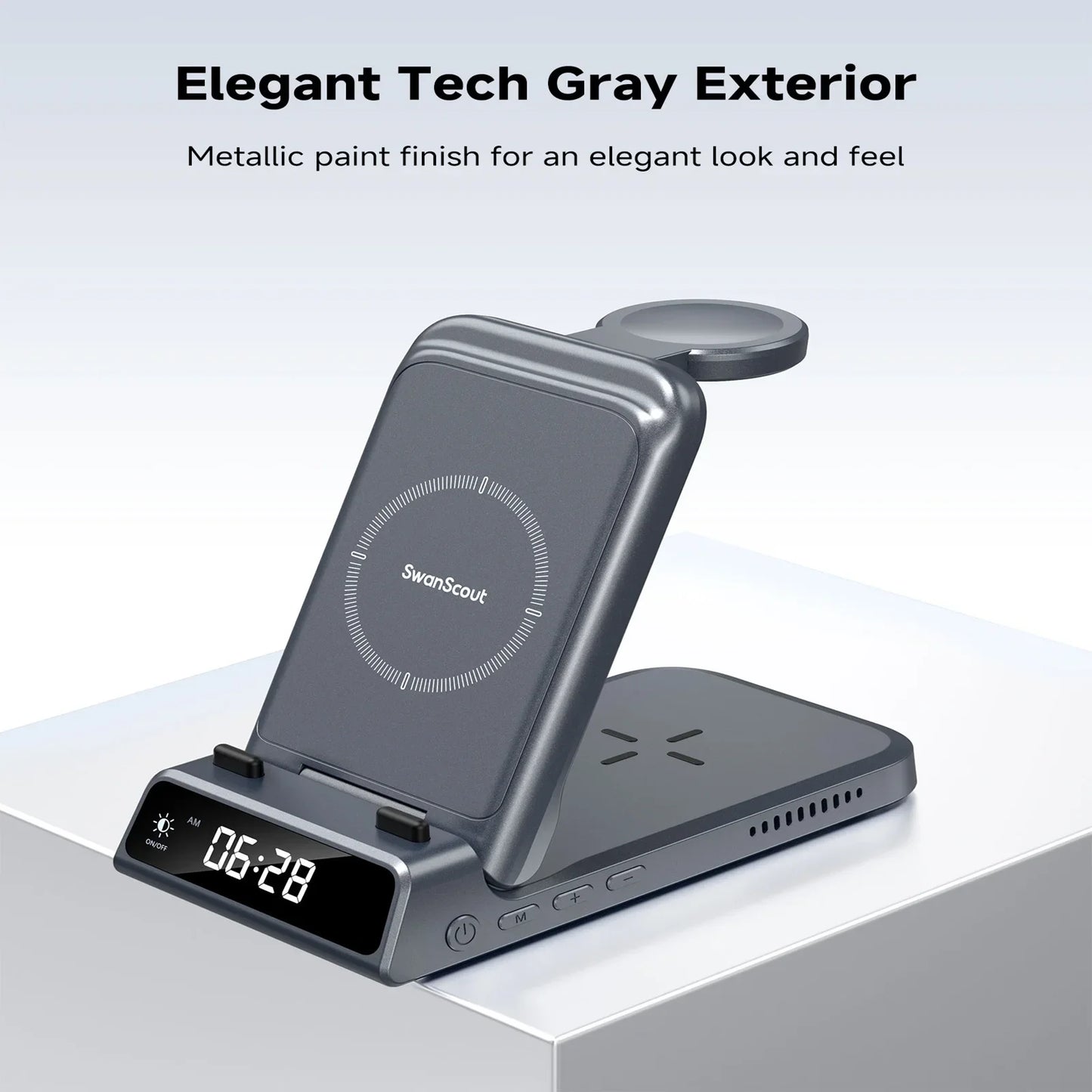 ChronoCharge Foldable 3-in-1 Wireless Charging Station