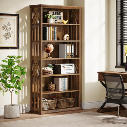 Ashcroft 6-Tier Bookcase with Adjustable Shelves & Storage Cabinet