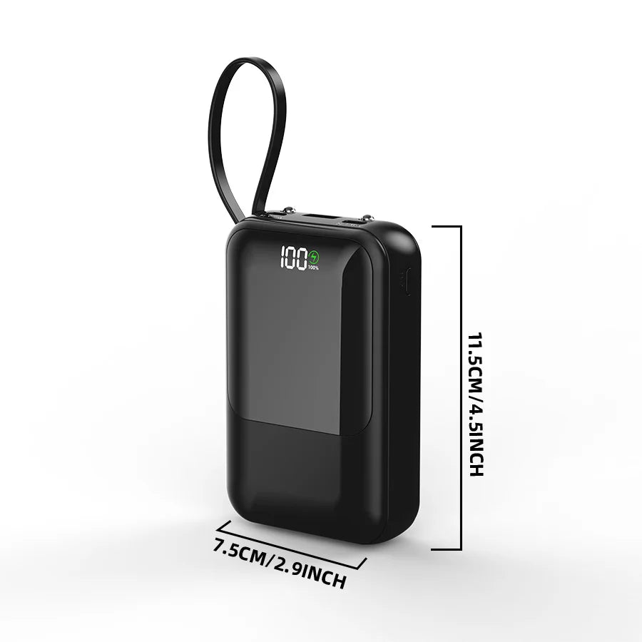 Large Capacity Power Bank with Built-In Cable
