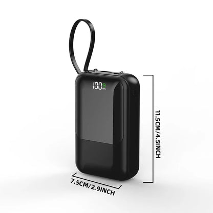 Large Capacity Power Bank with Built-In Cable