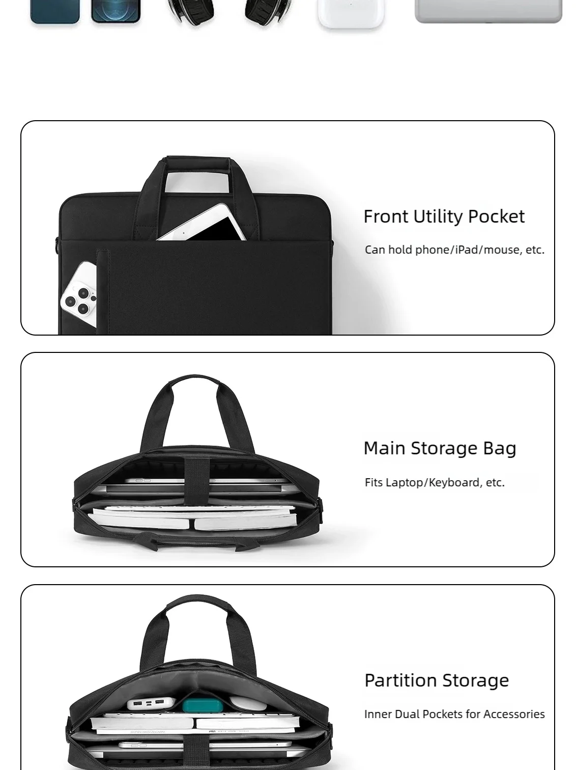 Laptop Bag Sleeve Case with Handbag Strap
