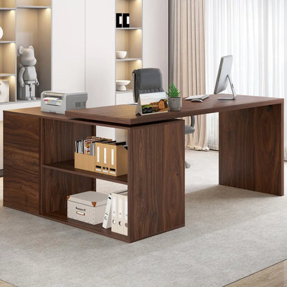 Rustic L-Shape Reversible Office Desk