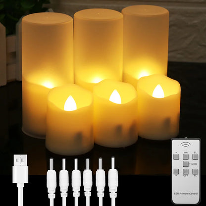 Rechargeable LED Candle Timer Set (6-Pack)