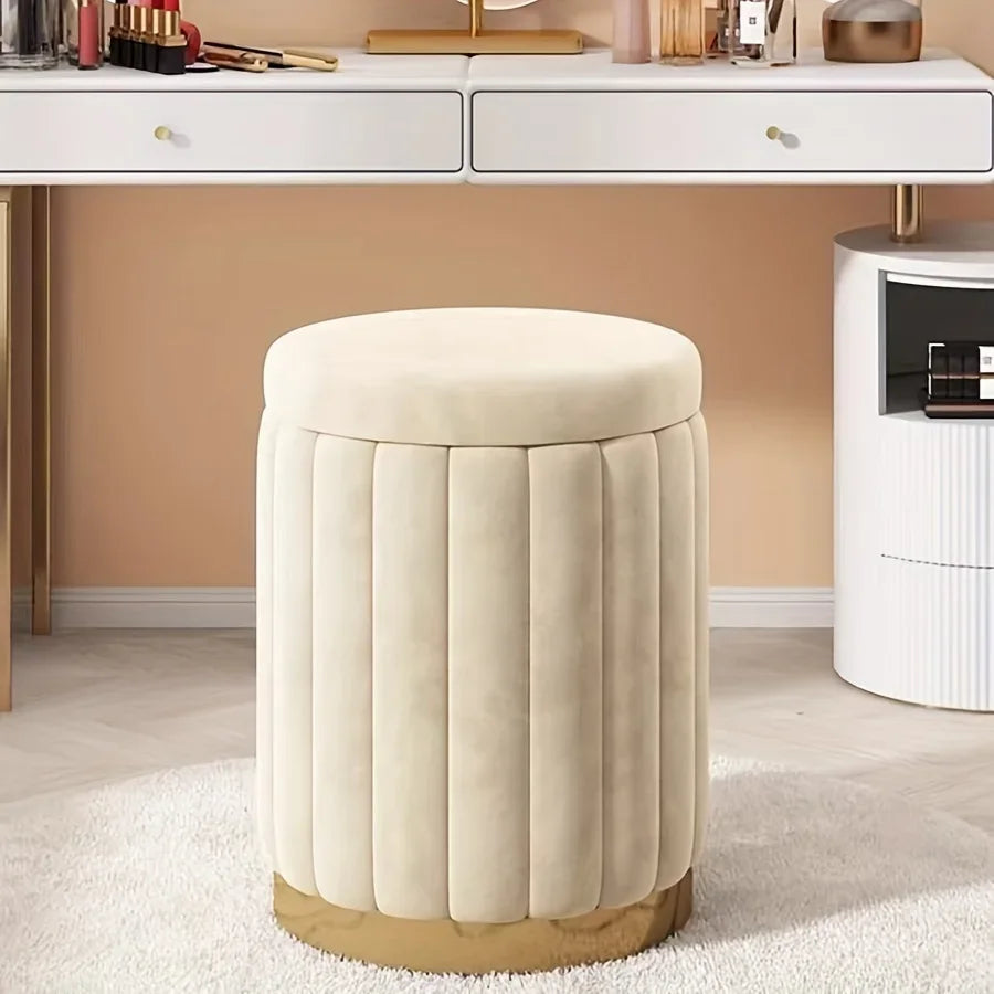 Round Storage Ottoman Stool