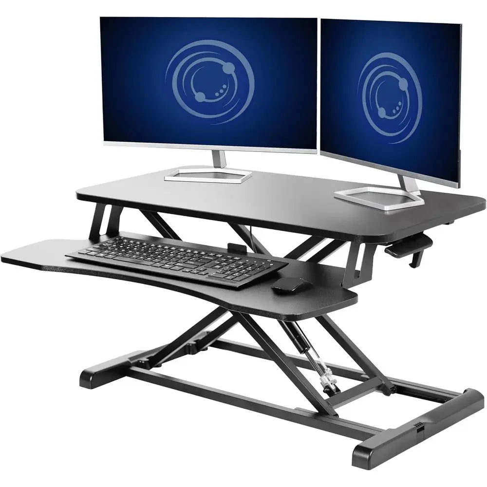 Height Adjustable Sit-Stand Desk Riser with Keyboard Tray