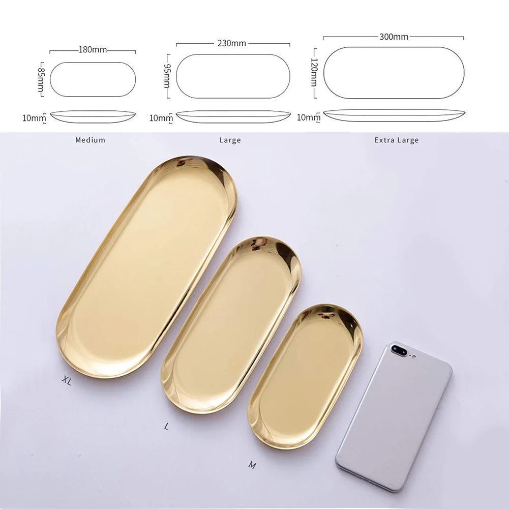 GoldenAura Stainless Steel Organization Tray