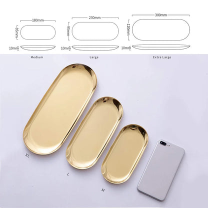 GoldenAura Stainless Steel Organization Tray