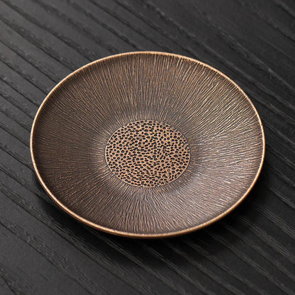 Antique Alloy Teacup Coaster Set