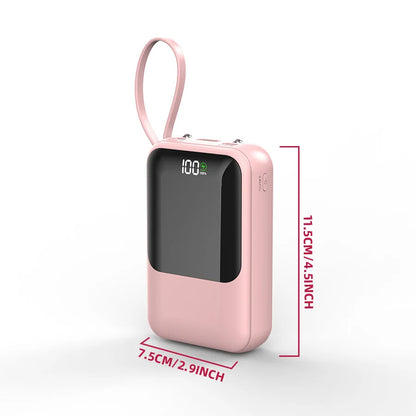 Large Capacity Power Bank with Built-In Cable