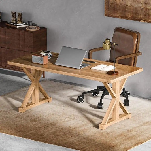 Rustic X-Trestle Writing Desk