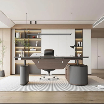 The Vanguard Executive L-Shaped Office Suite with Storage Cabinet & Privacy Panel