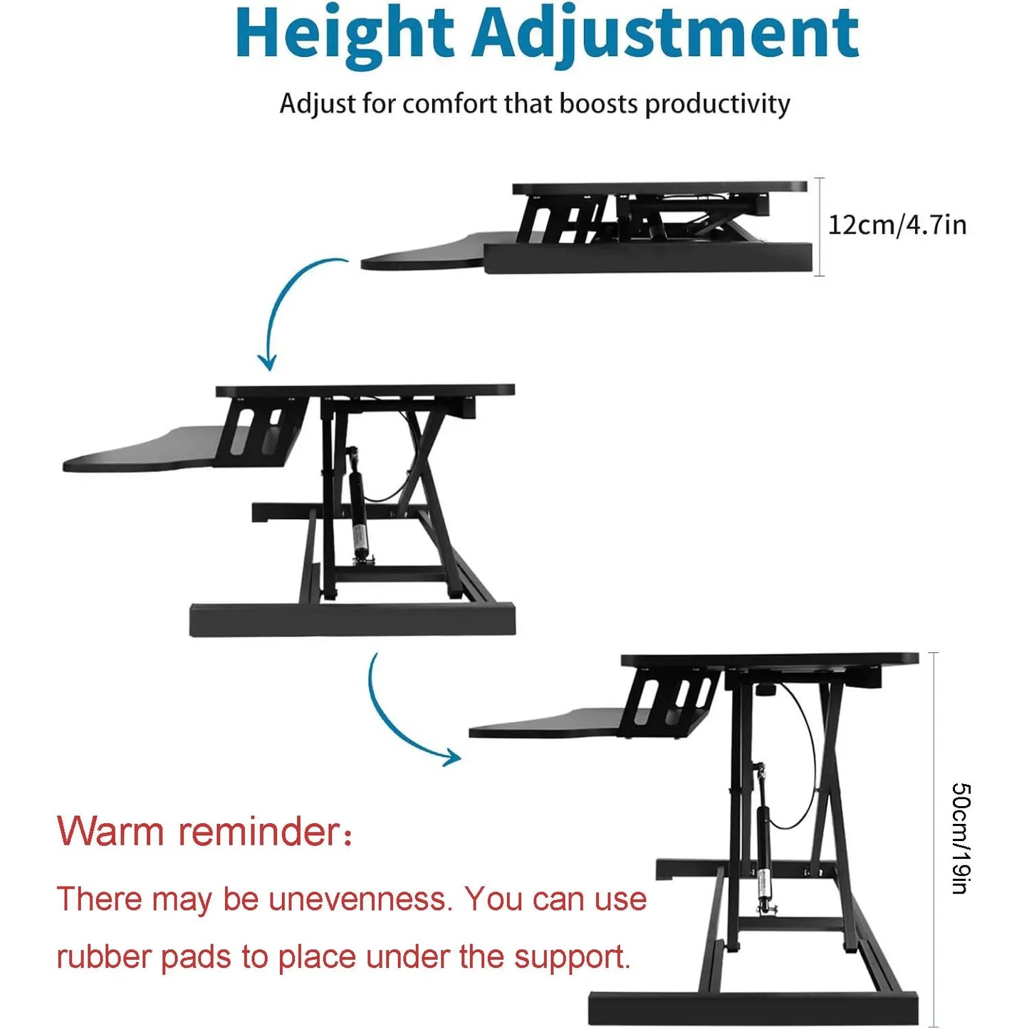 Pneumatic Standing Desk Converter with Keyboard Tray