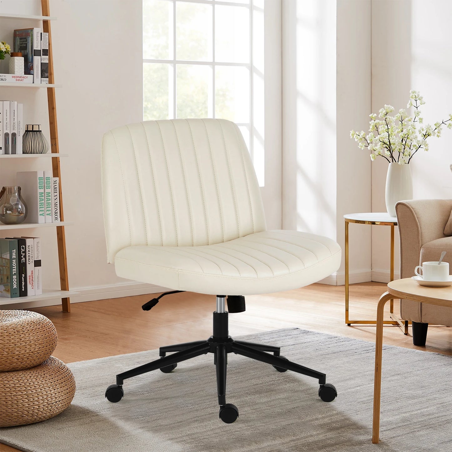 Wide Armless Cross-Legged Office Chair