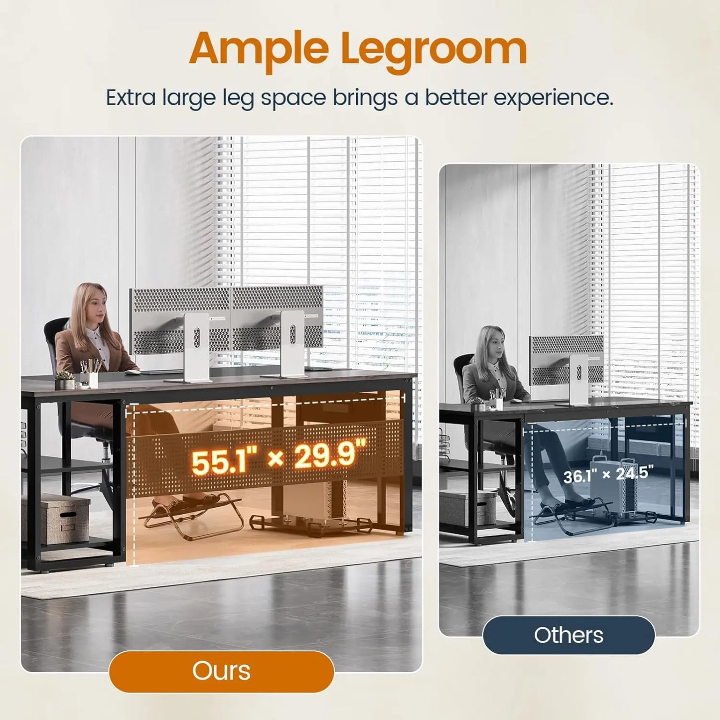 Valmere L-Shaped Desk with Storage Cabinet, File Drawer & Charging Station