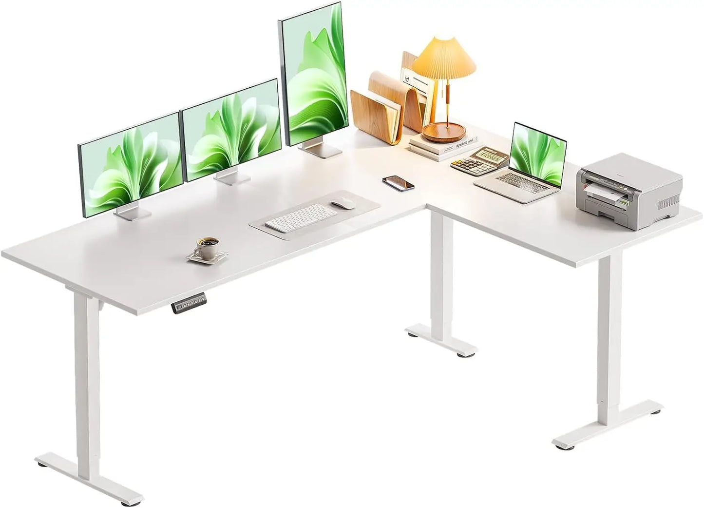 White L-Shaped Standing Desk