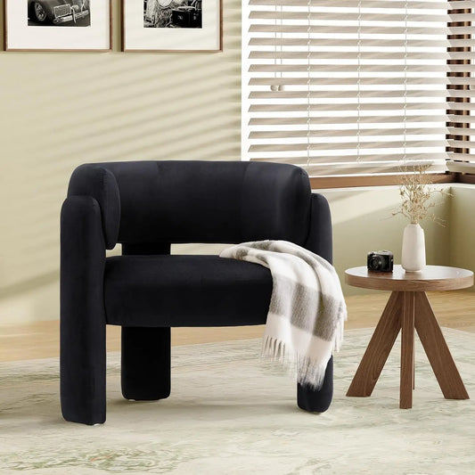 Velvet Tri-Leg Barrel Accent Chair
