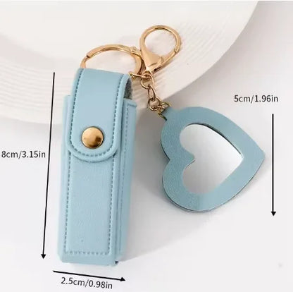 Mini Leather Lipstick Case Keychain