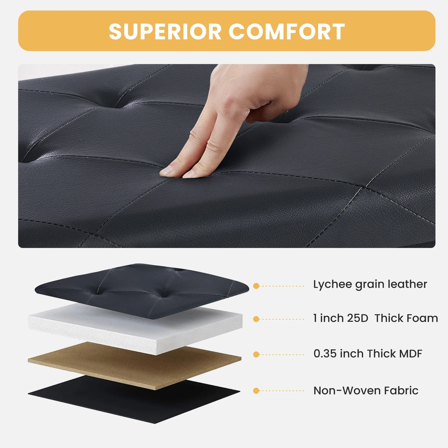 Leather Folding Storage Ottoman