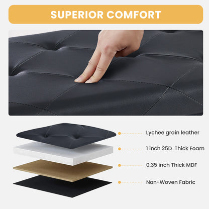 Leather Folding Storage Ottoman