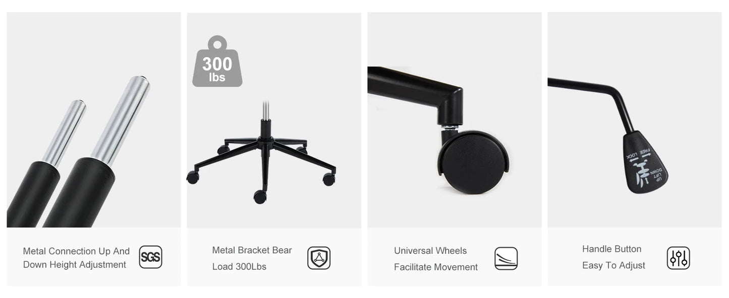 Wide Armless Cross-Legged Office Chair