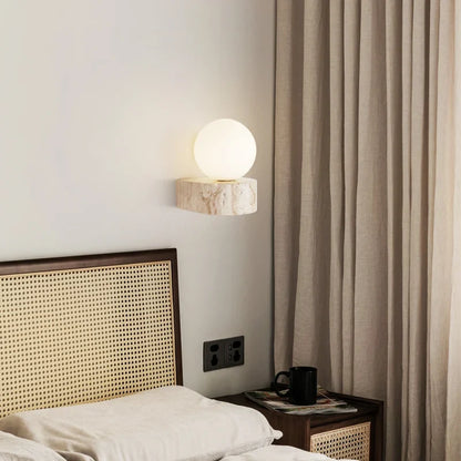 Travertine Wall Sconce: Uniquely Veined Stone