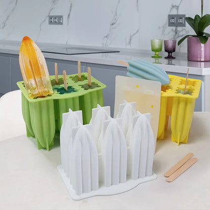 6-Cavity Silicone Popsicle Molds & Sticks