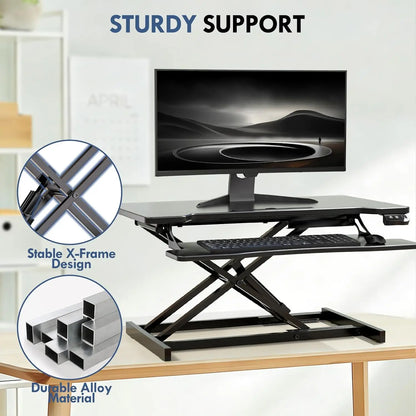 Pneumatic Standing Desk Converter with Keyboard Tray
