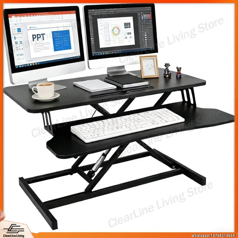 Pneumatic Standing Desk Converter with Keyboard Tray