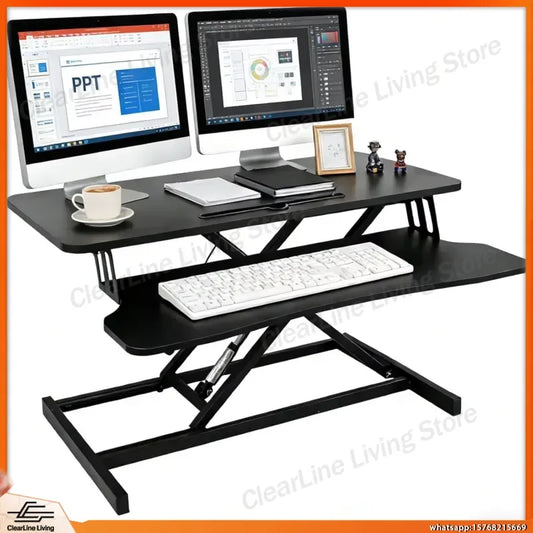 Pneumatic Standing Desk Converter with Keyboard Tray