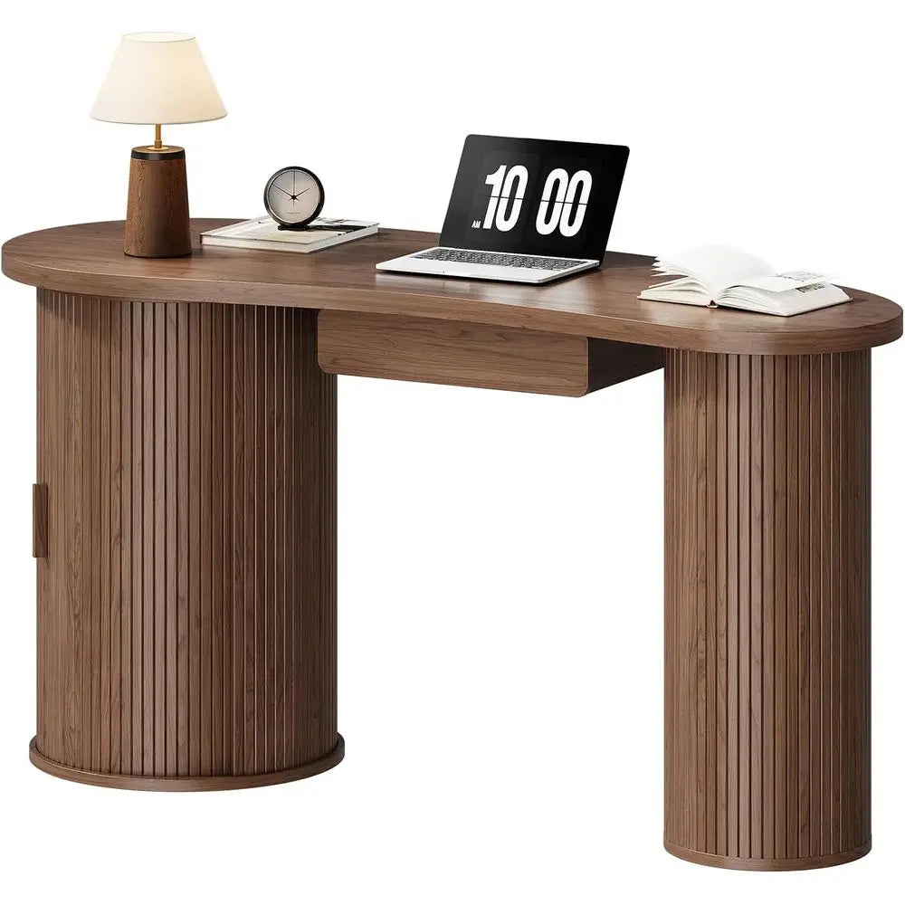 Curved Walnut Office Desk