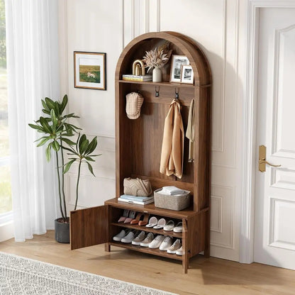 4-in-1 Walnut Hall Tree