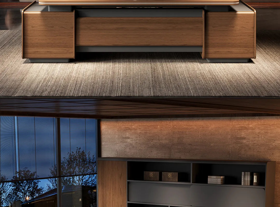 Designer Italian Solid Wood Executive L-Shaped Desk