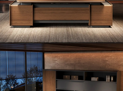 Designer Italian Solid Wood Executive L-Shaped Desk