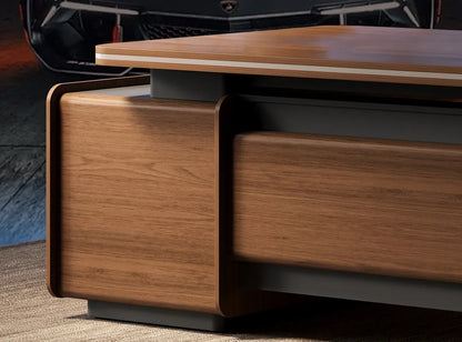Designer Italian Solid Wood Executive L-Shaped Desk