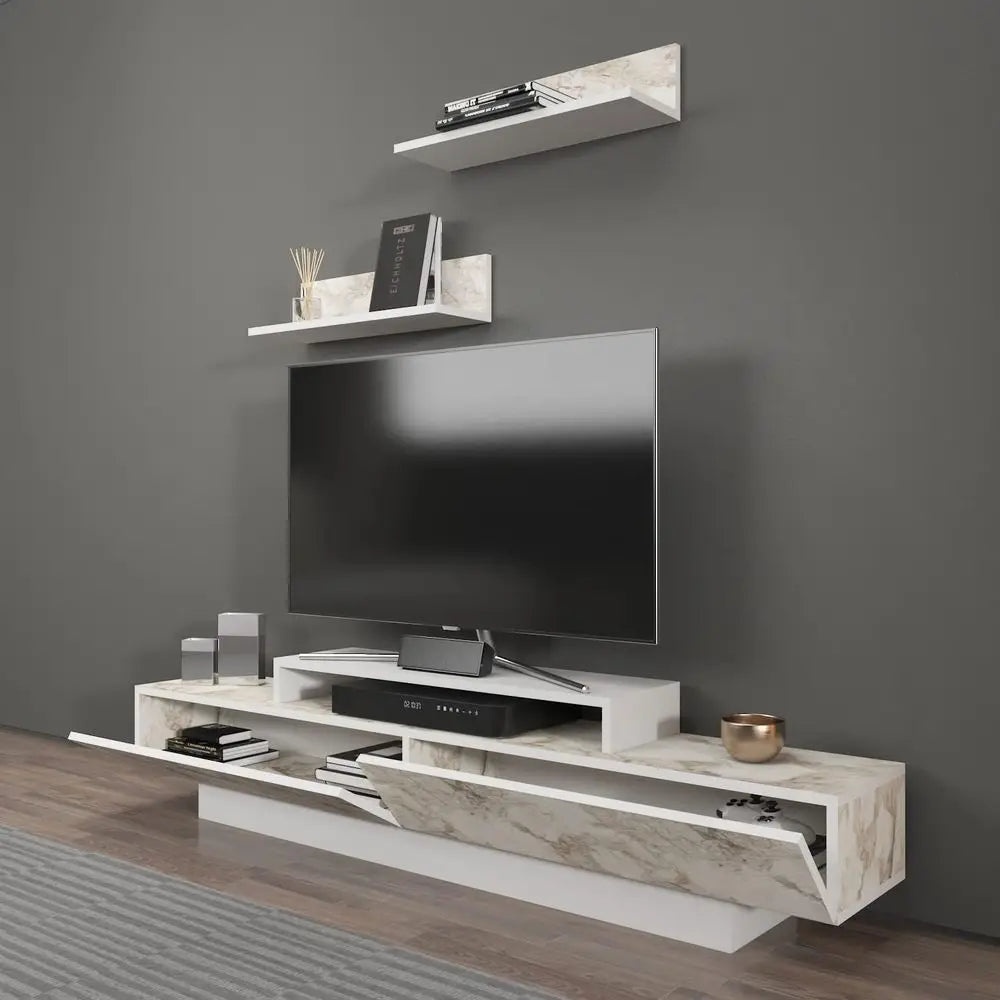 Marble White Entertainment Center