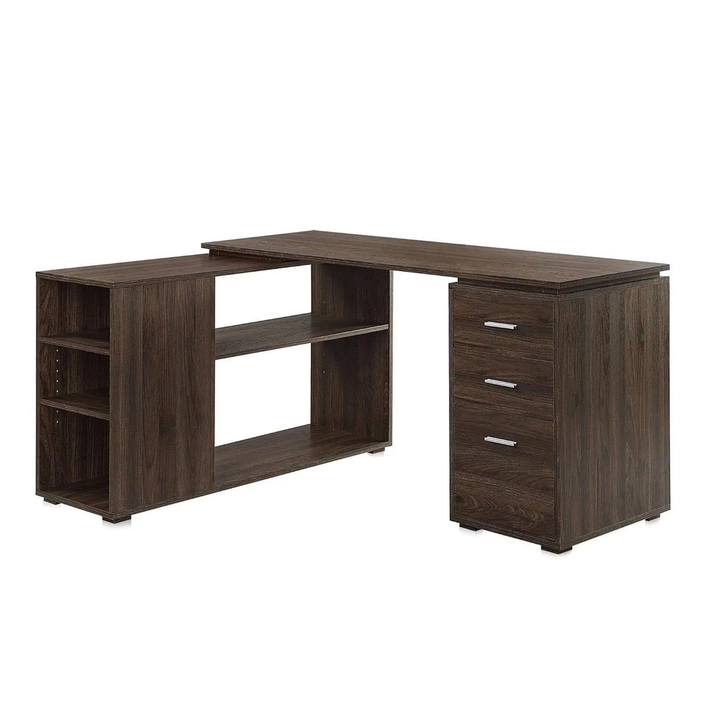 60" Dark Walnut L-Shaped Corner Desk
