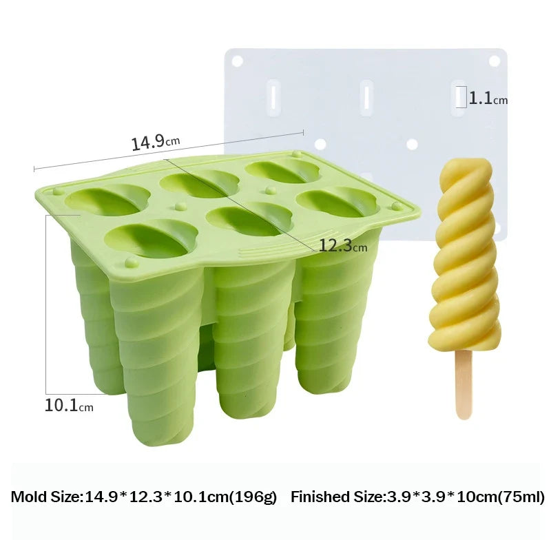 6-Cavity Silicone Popsicle Molds & Sticks