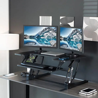 Adjustable Sit-to-Stand Desk Riser with Keyboard Tray