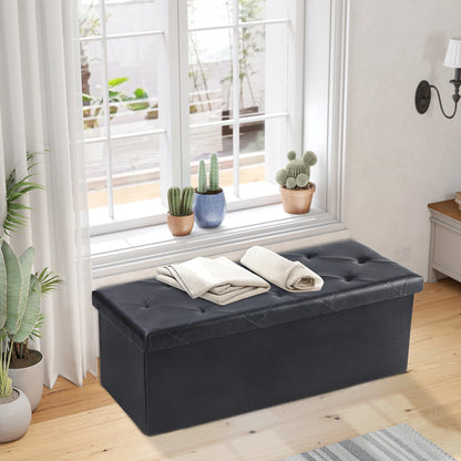 Leather Folding Storage Ottoman
